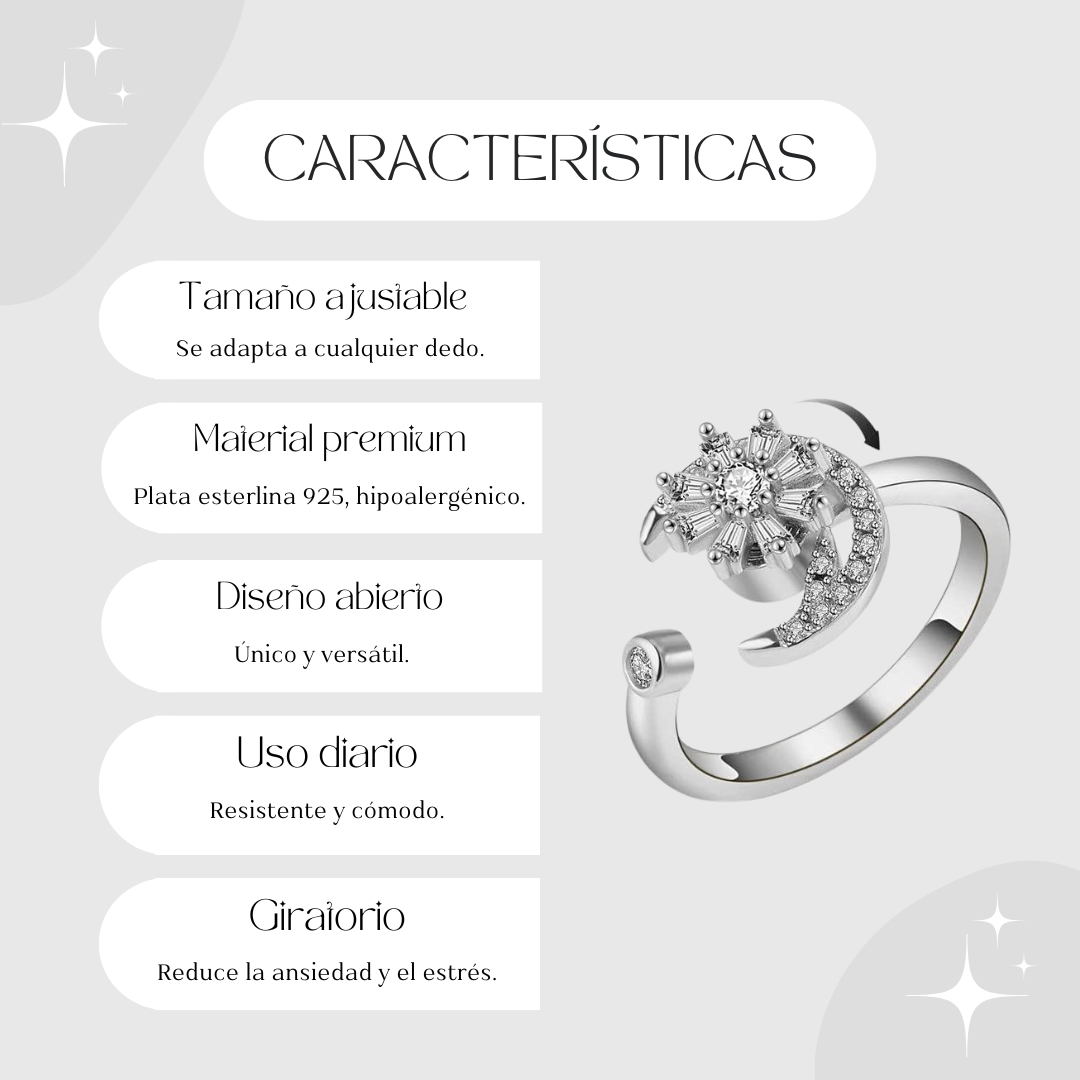 Anillo Lunar de Plata Esterlina Ajustable