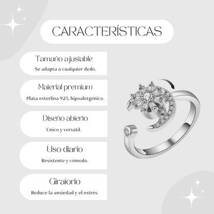 Anillo Lunar de Plata Esterlina Ajustable